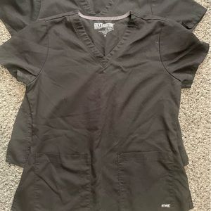 Set of 2 USED Grey’s Anatomy Women’s MEDIUM scrub tops BLACK